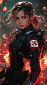 Battle-hardened cyber operative rendered in dynamic digital chiaroscuro