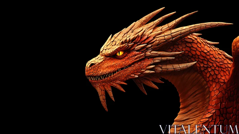 Smoldering crimson dragon portrait with razor spines poised.