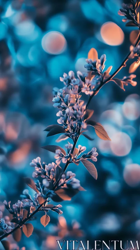 Flowering Branch with Warm Bokeh Lights