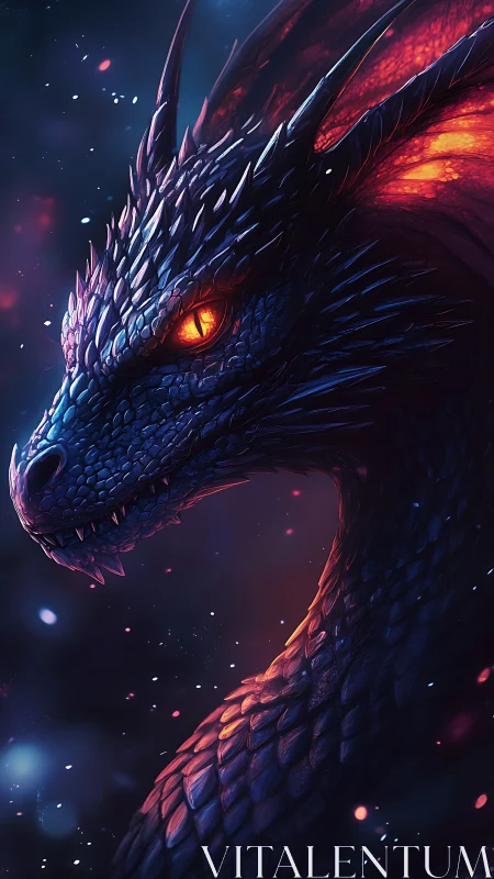 Starlit ember dragon coils through twilight nebula glow.