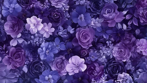 Dense Purple Floral Arrangement with Layered Blooms.