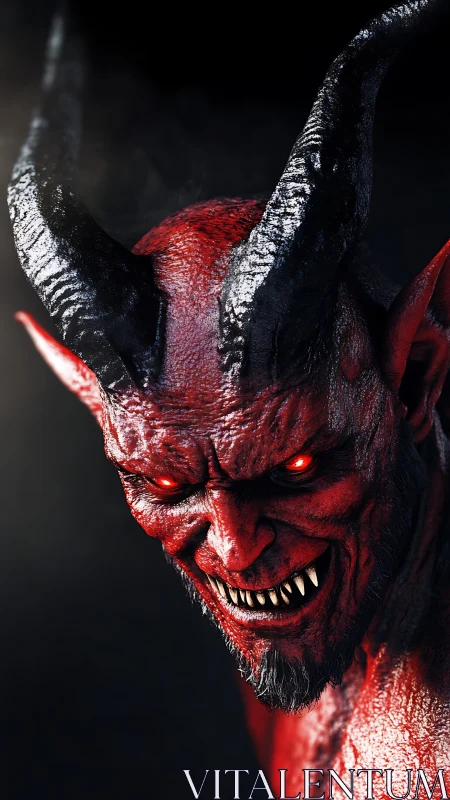 Demonic horned creature snarls under harsh directional lighting