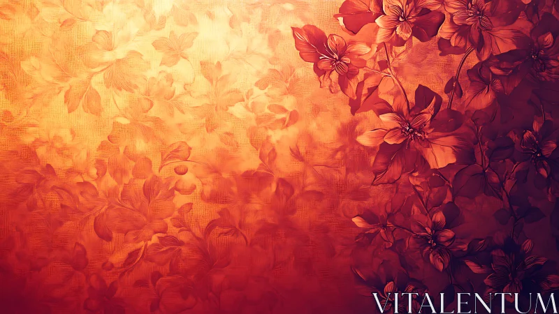 Digital floral gradient panel with etched botanical overlay.