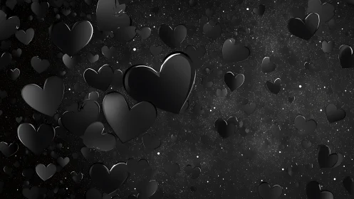 Obsidian Hearts Cascade Through Starlit Darkness.