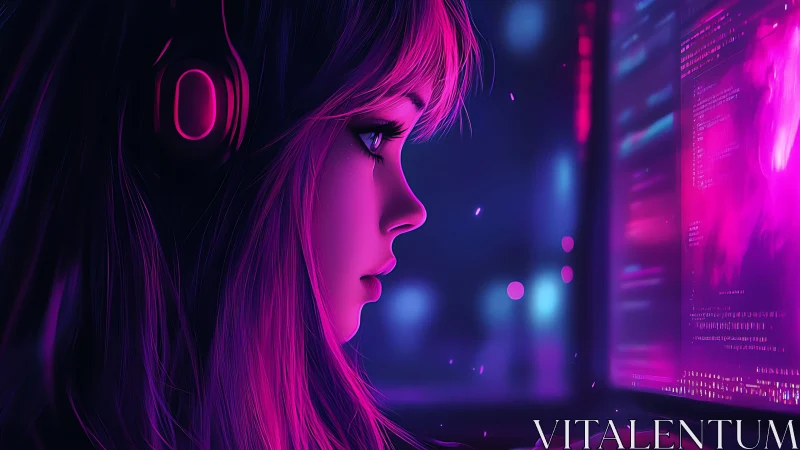 Side profile shows focused user monitoring luminous code display