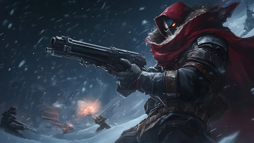 Crimson Gunslinger Defies Frozen Chaos in Epic Showdown
