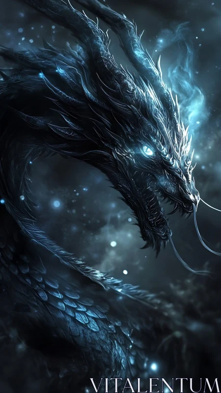 Bioluminescent spectral dragon rendered in high-contrast detail