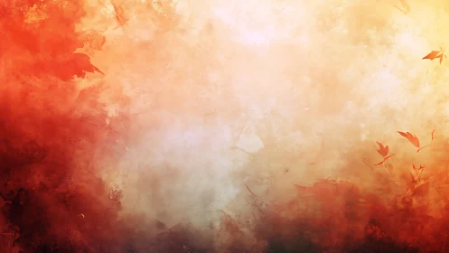 Autumn Leaves Drift Through Golden Watercolor Haze.