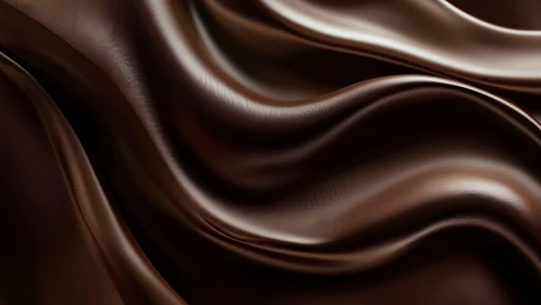 Silky chocolate fabric folds flow with smooth reflective sheen