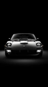 Midnight classic coupe stares down the velvet dark road.