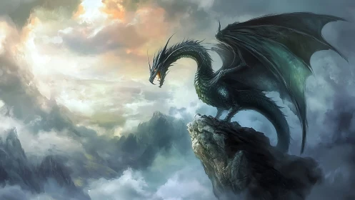 Stormcrest dragon crowns a cloud-swept mountain kingdom.