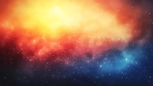 Starlit nebula horizon blazing from gold to midnight blue.