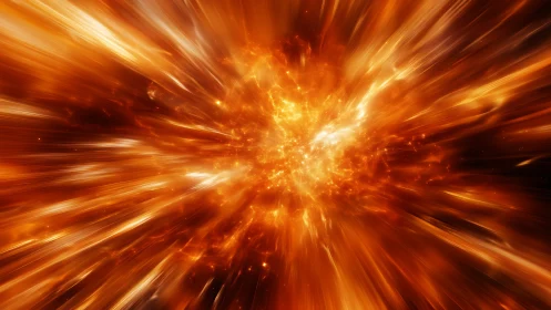Fiery galactic explosion radiates intense cosmic energy.