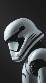 Futuristic white combat armor rendered in high-gloss photorealism