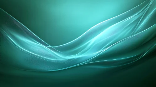 Turquoise translucent wave lines on smooth gradient background.