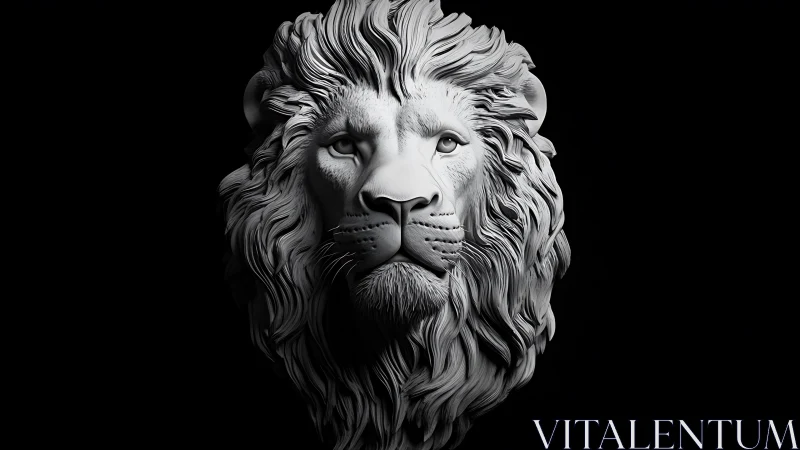 Regal white lion sculpture gazes forward with calm strength