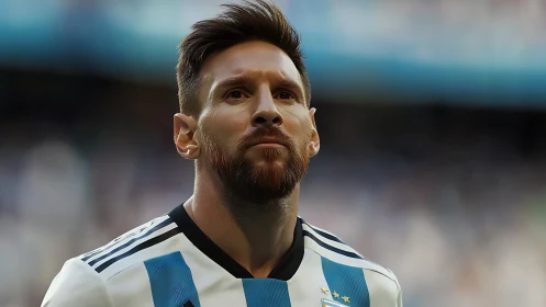 High-fidelity football portrait under stadium lighting conditions.