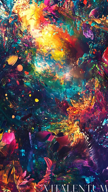 High-saturation abstract spectrum with turbulent impasto-like motion field