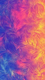 Radiant featherlike swirls in glowing sunset colors.