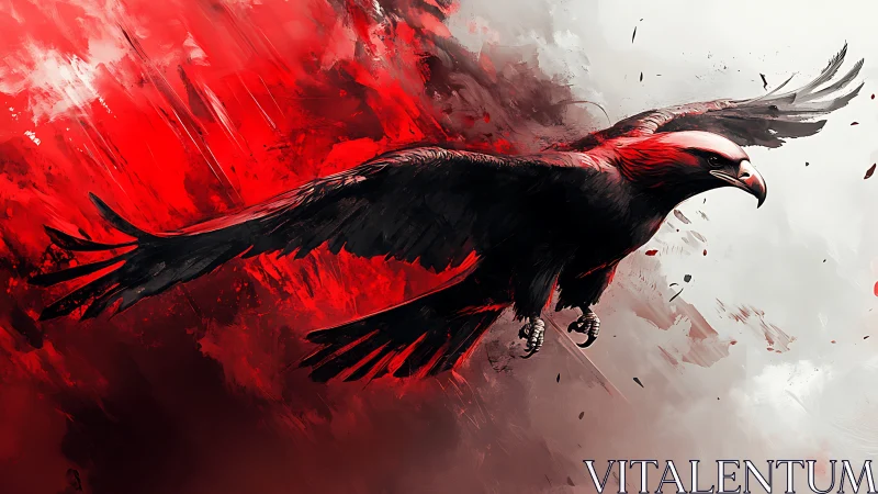 Majestic Red and Black Eagle in Dynamic Abstract Art Style.