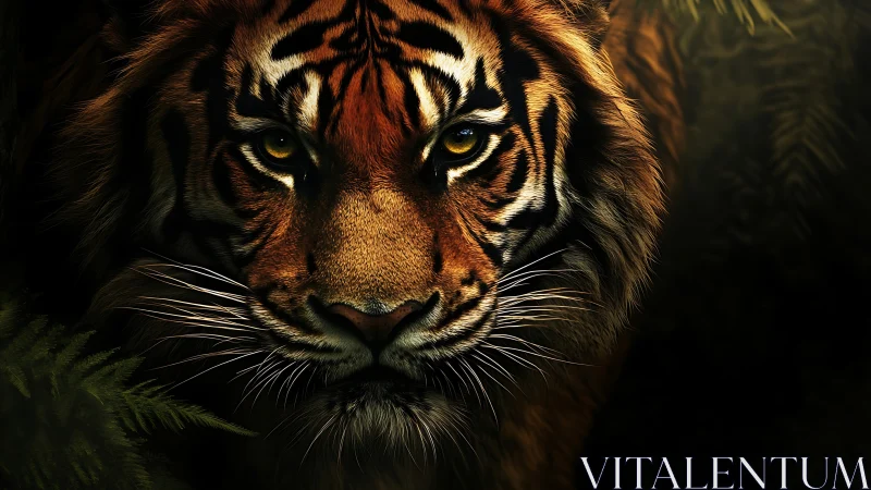 Golden eyed jungle tiger meeting your steady gaze.