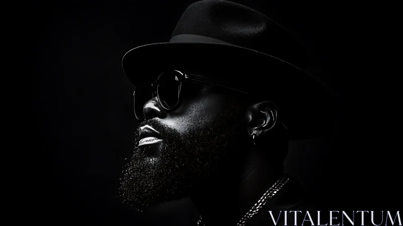 Side-lit monochrome portrait isolates profile in deep chiaroscuro