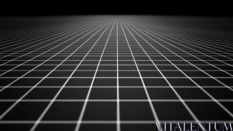 Orthographic black horizon grid with receding vanishing lines