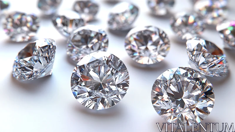 Round brilliant cut diamonds rendered with crisp caustics.