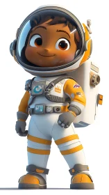 Bright eyed kid astronaut ready for gentle space adventures.
