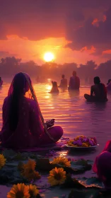 Golden river sunset invites quiet prayer and gentle reflection