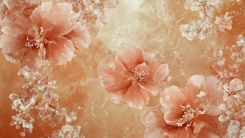 Chromatic macro study of translucent peach floral diffusion.