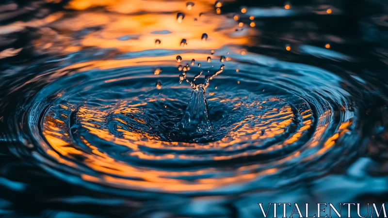 Rippling sunset crowns each water droplet with quiet fire