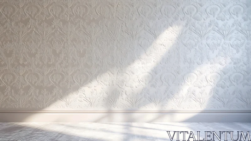 Sunlit damask relief wall with angular incidental illumination.