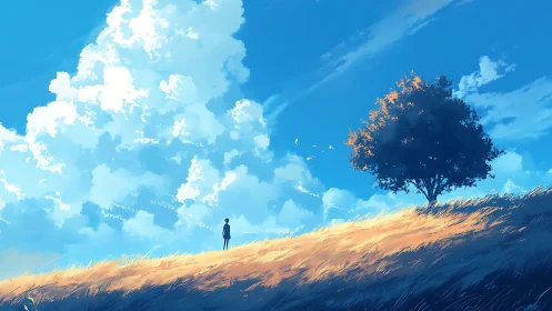 Soft clouds and golden hill invite a quiet moment of wonder