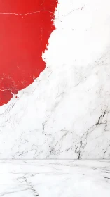 Red plaster arc over white marble wall and floor.