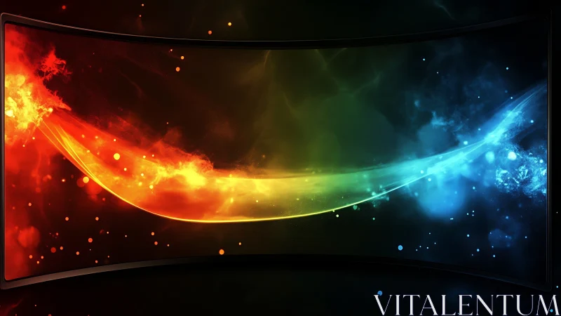 Curved spectral energy wave across dual-tone digital display.