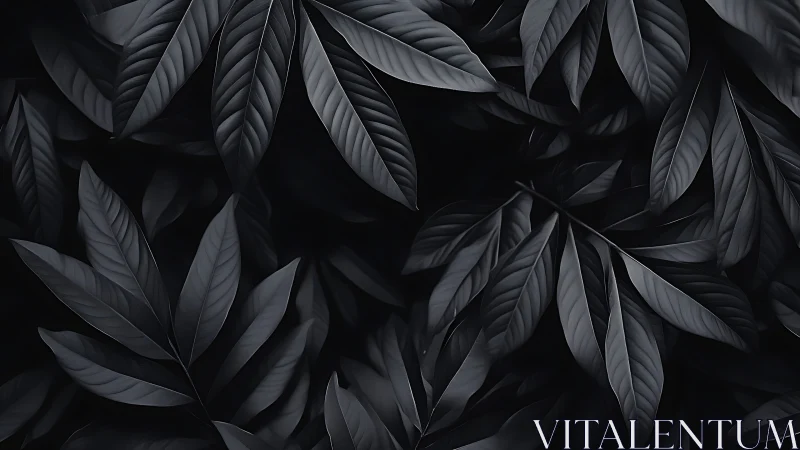 Monochrome foliage pattern with sculpted matte leaves