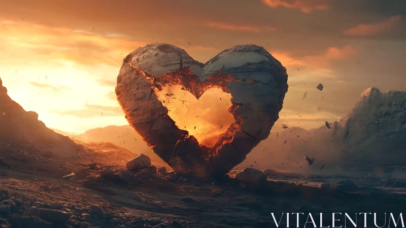 Heart-Shaped Rock Formation Through Molten Stone Rupture.