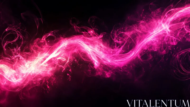 Luminous pink energy ribbon drifting through midnight space.