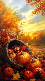 Pumpkins tumble into sunset, painting autumn’s glowing breath