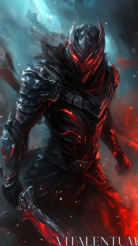 Emberforged knight strides through stormlit ruinfire dusk.