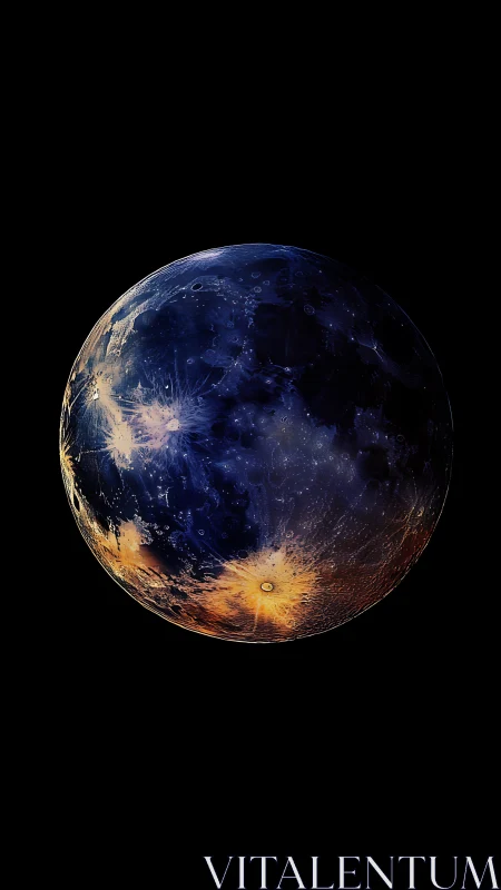 Luminous cratered exoplanet sphere with spectral fractures.