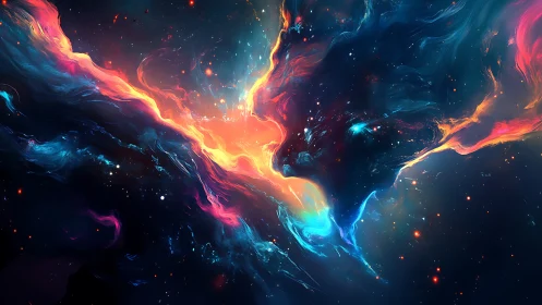 Glowing cosmic currents swirling through a dreamy night sky.