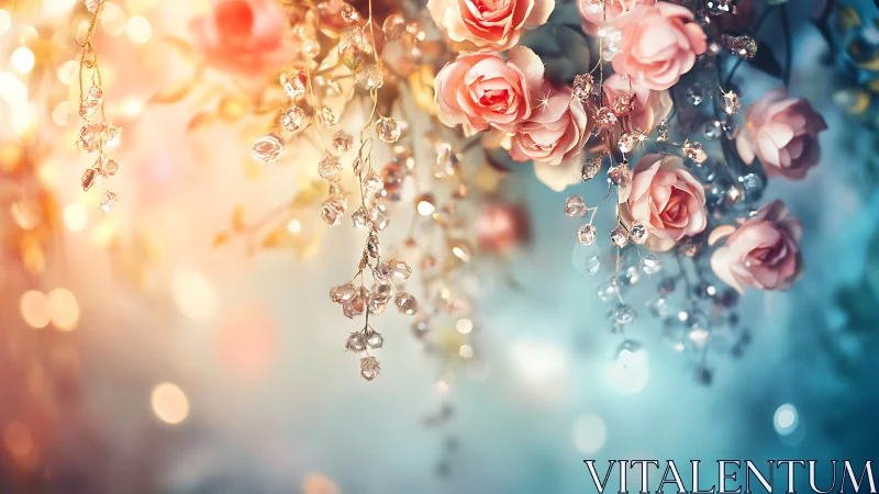 Elegant Hanging Roses with Crystal Beads.