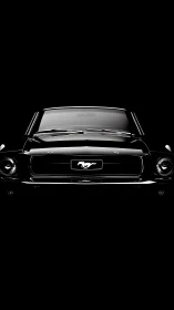 Sleek classic muscle car front view glows in the dark