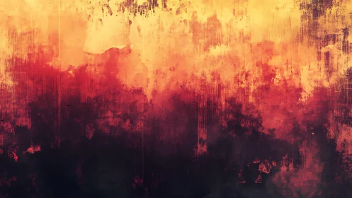 Fiery Abstract Grunge Texture in Warm Yellow and Red Tones.