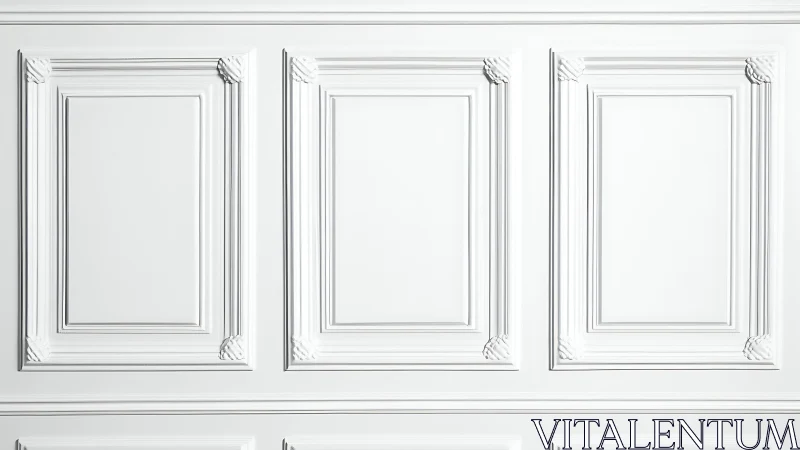 Classic white wall panels show elegant raised molding details.