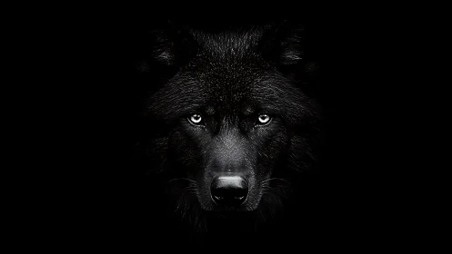 Midnight wolf gaze carves a silver path through darkness