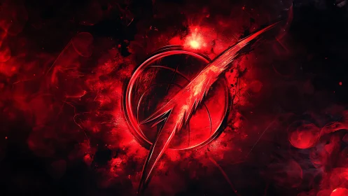 Scarlet velocity sigil cutting through a storm of embers.