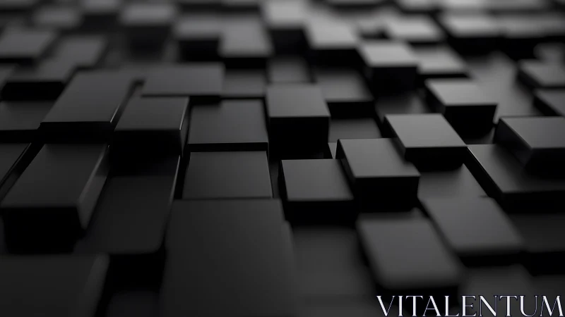 Black 3D Rectangular Blocks Abstract Pattern, Modern Minimalist Style.